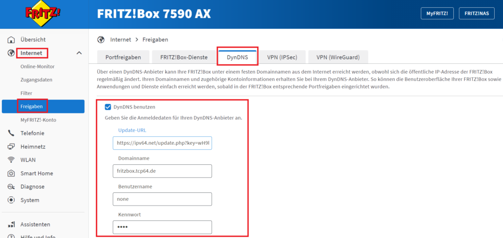 FRITZ!Box DynDNS mit IPv64.net