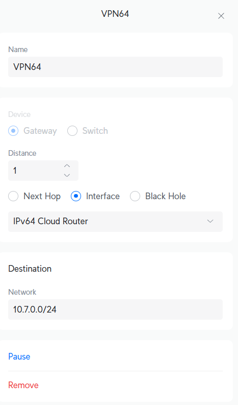 Unifi Static Route Config