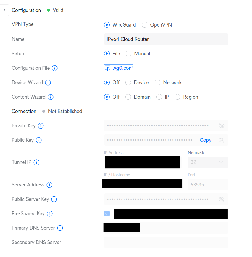 Unifi VPN Client Config