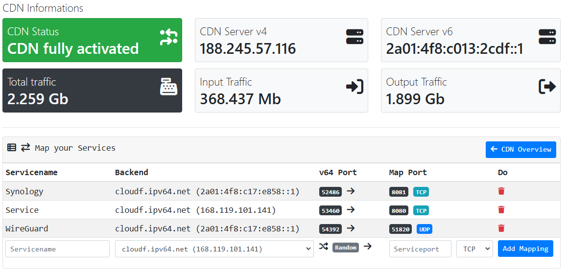 IPv64.net CDN - Portmapper configuration